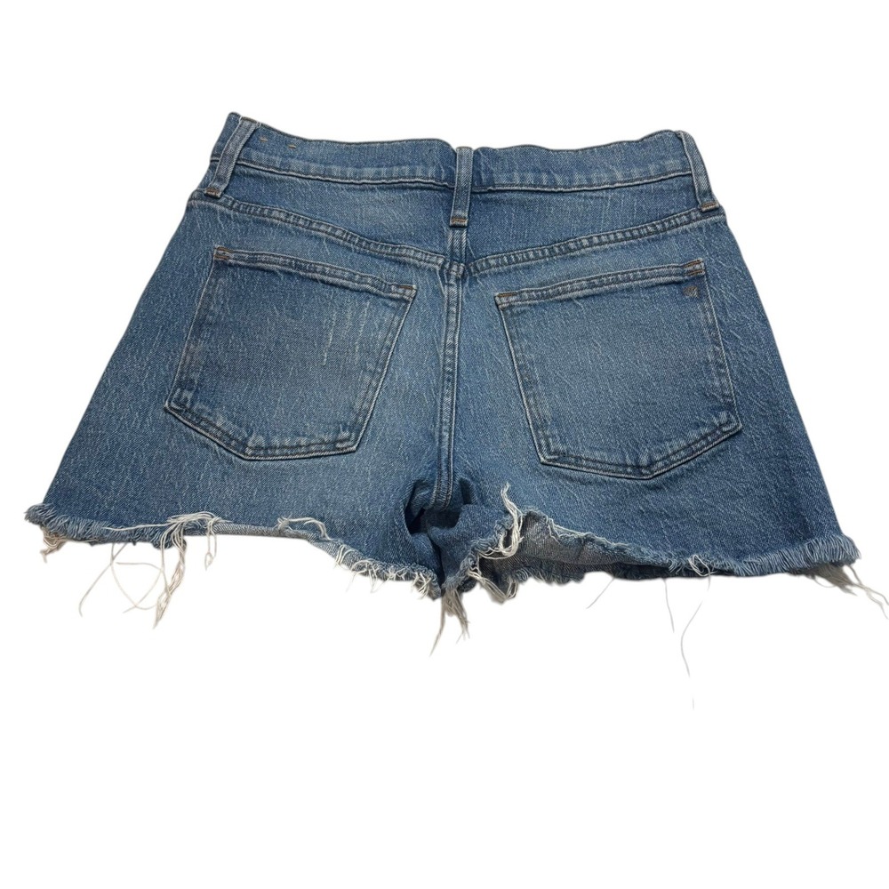 Madewell Denim Shorts 27 Blue High Rise Distressed Raw Hem Cutoff Relaxed Fit - Picture 2 of 6